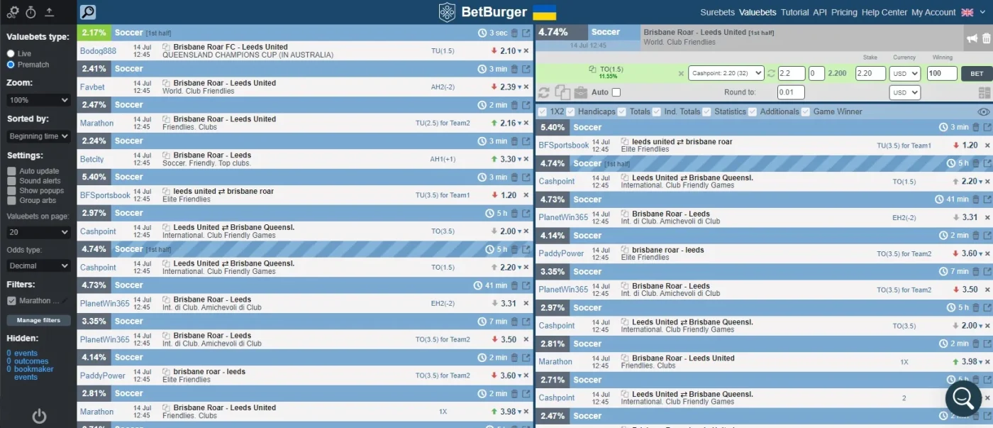 Comparison between positive EV and negative EV outcomes in betting strategy